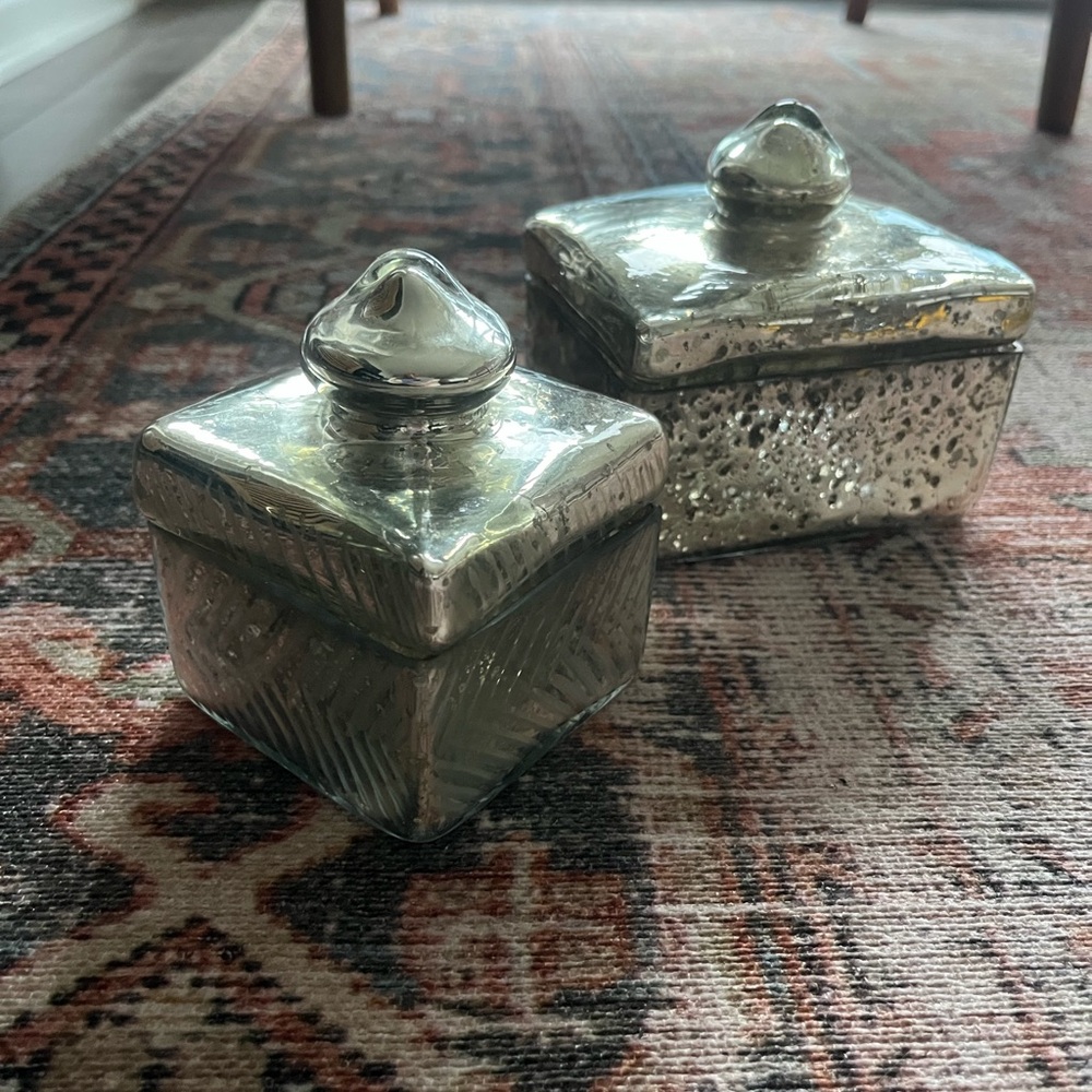 Silver Decorative Glass Boxes